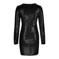 thumbnail image 3 of Njagoc3 Womens Long Sleeve Ruched Sequin Midi Dress, Party & Nightclub Outfit, Bodycon Fit, Sparkly Design, Solid Color Choices, for Galas, 3 of 5