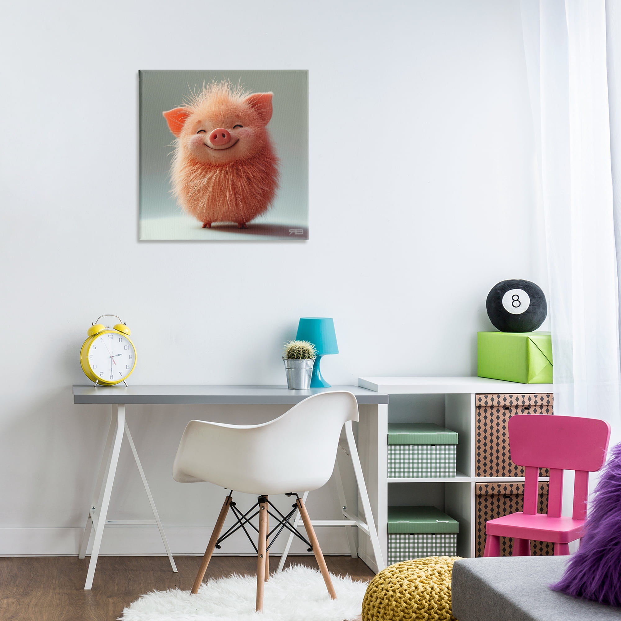 Stupell Industries Smiling Fluffy Piglet Animals Painting Wrapped Canvas Art Print Wall Art, 24 x 24