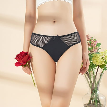 

Rovga Panties For Women Female Ice Silk Panties Fun Hollow Fishnet Thong Panties Underpants