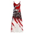 thumbnail image 5 of Rciityk Women's 250th Anniversary 4th of July Maxi Dress - V Neck Spaghetti Strap Patriotic USA Flags Star Print Sleeveless Ankle Length Casual Dress, 5 of 8