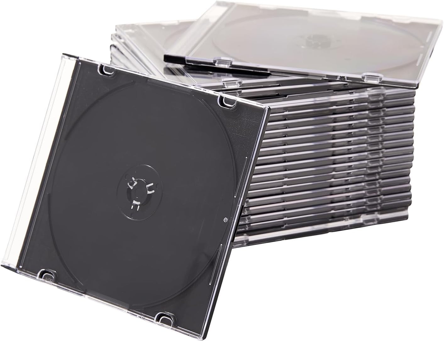 Maxtek Ultra Thin 5.2mm Slim Clear CD Jewel Case with Built In Black Tray, 100 Pack.