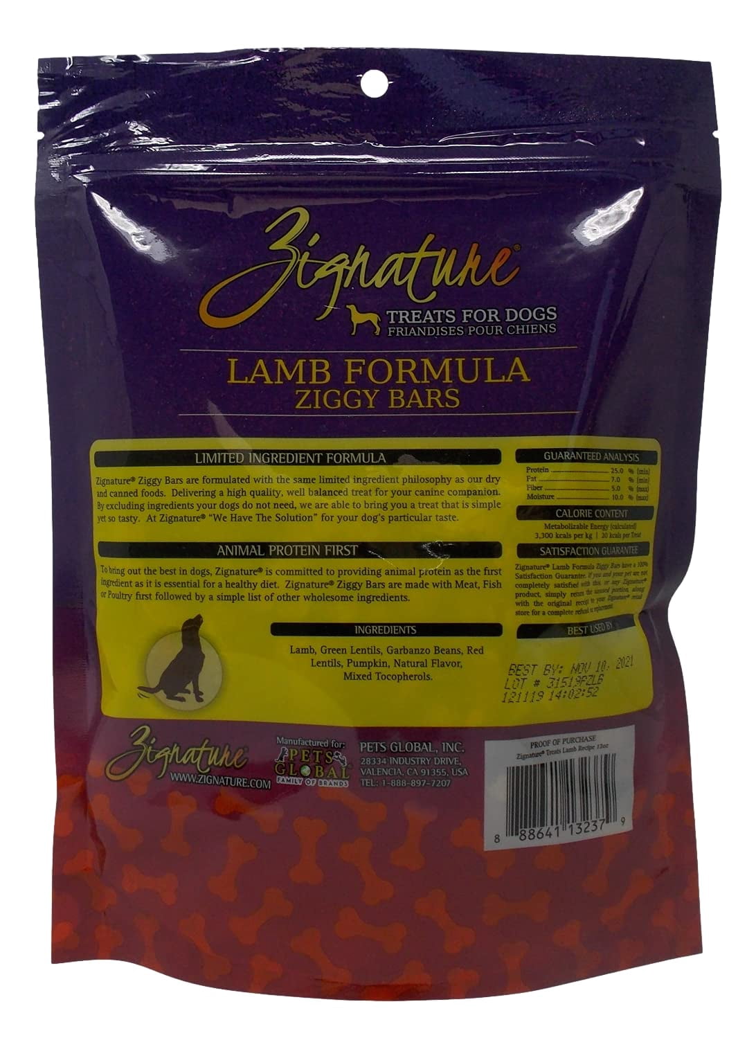 Zignature Ziggy Bars Limited Ingredient Dog Treats Variety 3-Pack | Lamb, Pork & Turkey | 12 oz | MerlinsMart Zine & Squeak Toy