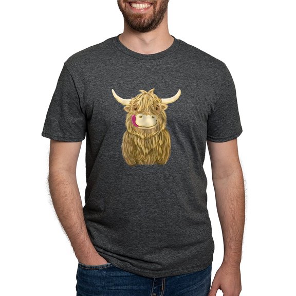 CafePress - Happy Highland Cow Men's Deluxe T Shirt - Mens Tri-blend T-Shirt