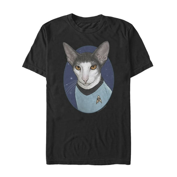 Men's Star Trek Spock Cat Portrait  Graphic Tee Black X Large