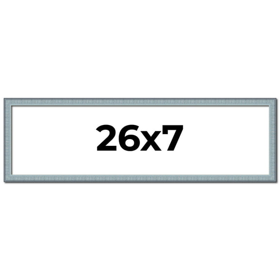 26x7 Frame Rustic Sky Blue Solid Wood Picture Frame | 0.75 Inch Moulding Width |Includes UV Acrylic