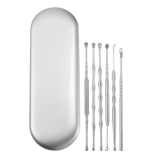 Juego de limpieza de Oído Unique Bargains 6uds Acero Inoxidable Antideslizante Tono Plateado