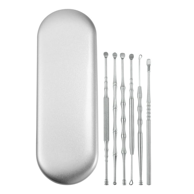 Juego de limpieza de Oído Unique Bargains 6uds Acero Inoxidable Antideslizante Tono Plateado