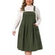 thumbnail image 1 of Vestido de tirantes ajustables plisado para mujer de tallas grandes Agnes Orinda, overol casual de pana con bolsillos, 3X verde militar, 1 of 6