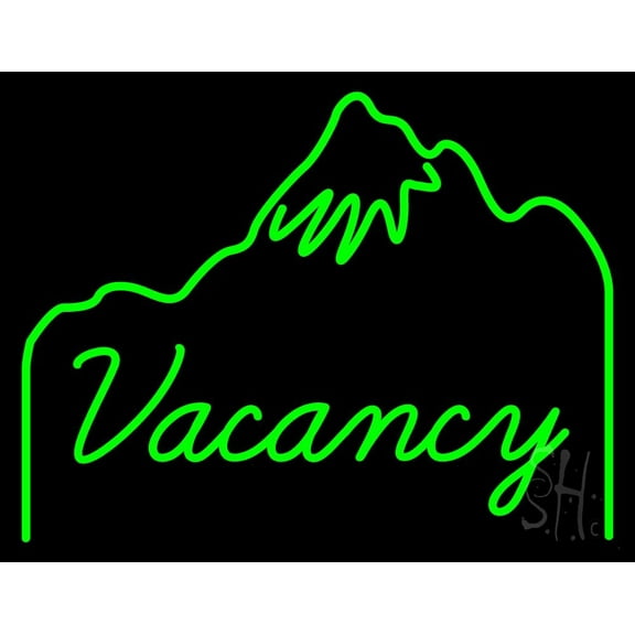 Green Vacancy LED Neon Sign 15 x 19 - inches, Black Square Cut Acrylic Backing, with Dimmer - Bright and Premium built indoor LED Neon Sign for Defence Force.