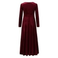 thumbnail image 4 of Zshosam Women’s Pleated Handkerchief Hem Dress with Long Sleeves(Wine,L), 4 of 5