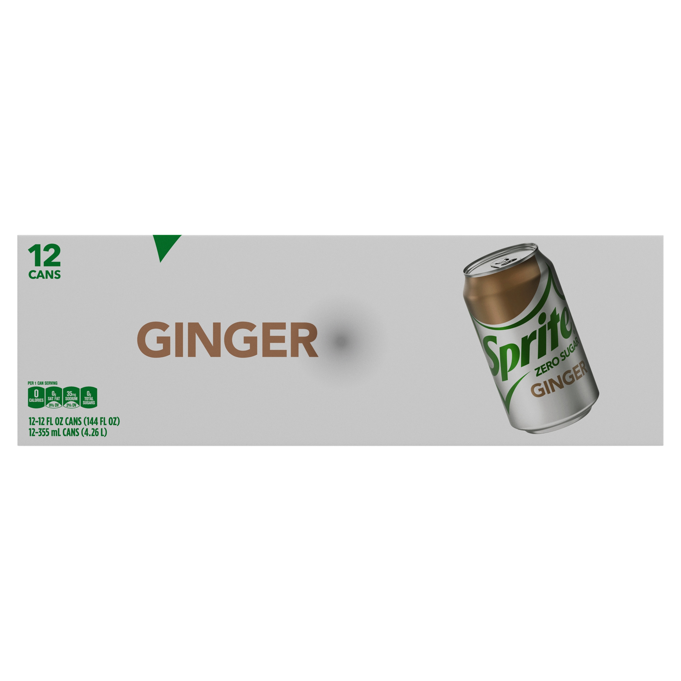 Sprite Ginger Zero Sugar Fridge Pack Cans, 12 fl oz, 12 Pack - image 4 of 8