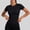 A2 Black, variant on Womens Summer Yoga Shirts Cap Sleeve Crew Neck Open Back Cutout Crop Tops Cross Wrap Hem with Built-in Support Bra Stretchy Breathable Slim Fit Athletic Running Gym Tees Black S