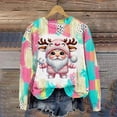 thumbnail image 1 of Christmas Day Color Blocked Women's Hoodie Cute Cartoon Autumn/Winter Long Sleeved Round Neck Clothing Fashion Sportswear 2024, 1 of 5