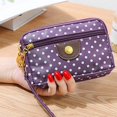 thumbnail image 3 of keusn multi slots four zipper women wallet canvas big capacity lanyard coin purse change bag purple, 3 of 4