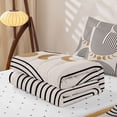 thumbnail image 6 of Homewish Bohemian Abstract Lines Zipper Twin Comforter Sets with Fitted Sheet and 2 Pillowcases,Mid-Century Artwork Zipper Bedding Set,Beige,Reversible,4pcs, 6 of 8