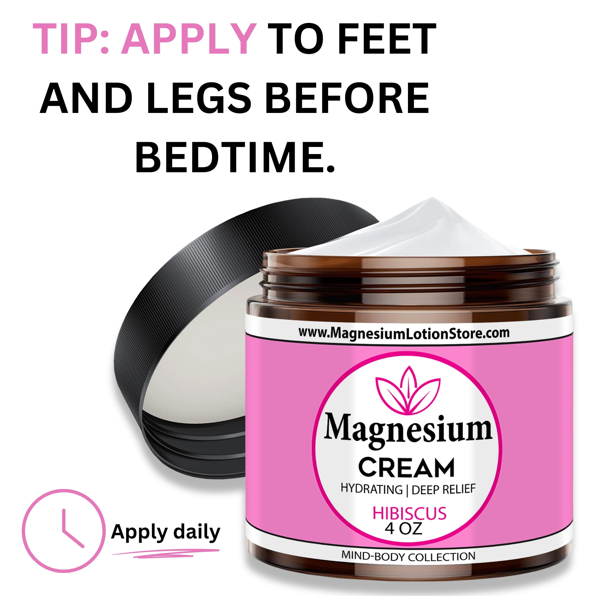 Magnesium Cream with Dead Sea Minerals – Fast Absorbing Topical Body Lotion – Lightweight, Non-Greasy Skin Moisturizer – Made in USA - Hibiscus Scent