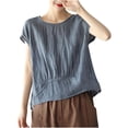 thumbnail image 3 of TAGOLD Summer Casual Tops,Plus Size T-shirt Blouse for Womens, Women's Summer Loose Small Flying Sleeves Chiffon Curling Short-sleeved Round Neck Tops/shirts,Short Sleeve Round-Neck Blouses & Shirts, 3 of 5