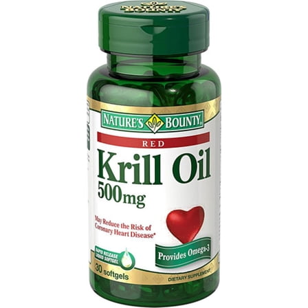 Nature's Bounty Red Krill Oil 500 mg Dietary Supplement Softgels 30 Soft Gels (Pack of 2)