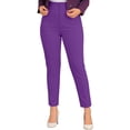 thumbnail image 3 of VBVC Women's High Waisted Ankle Dress Pants , Straight Leg Work Slacks For Women , Ladies' Business Casual Cropped Trousers with Pockets,Purple,S-3XL, 3 of 6