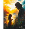 thumbnail image 1 of Qisvanset Framed Canvas Wall Art 12x16 Inch Jesus and Girl Modern Nursery Bible Gift Art, 1 of 5