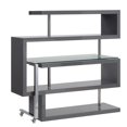 thumbnail image 2 of Modern Clear Glass Swivel Writing Desk, 4 Tier L-Shaped Rotating Versatile Computer Desk with Shelves and Steel Frame - Gray, 2 of 8