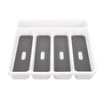 thumbnail image 1 of Bandeja grande gris para cubiertos, contenedor para tenedores, 5 compartimentos, forro de agarre suave, caja de almacenamiento de cubiertos de plástico para vajilla, 1 of 3