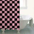 thumbnail image 4 of Black and Pink Checkerboard Pattern Shower Curtain 36"x72" ,Bathroom Decorative Shower Curtains Set with 12 Hooks,Modern Waterproof Washable Shower Curtain, 4 of 6