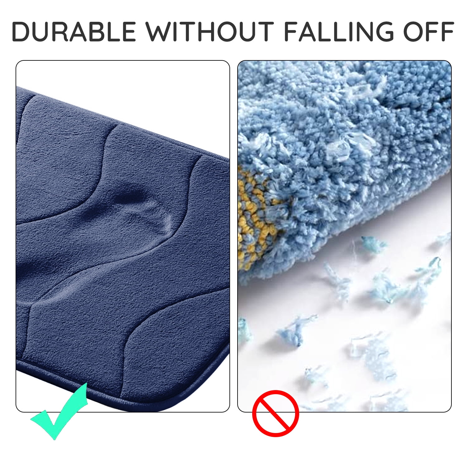 Large Bathroom Rugs Non Slip, Memory Foam Bath Mat, PVC Dot Bottom Quick Dry Bath Rug Runner, Absorbent Shower Mat for Bathroom Floor Tub, 24 x 36 Inch, Navy