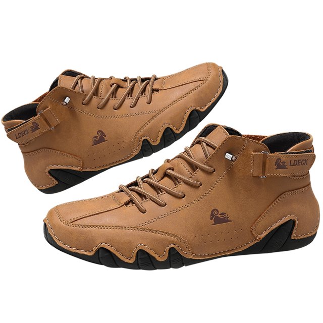 Zapatos para correr casuales Hombres Zapatillas de deporte hechas a mano de cuero de PU transpirables (37) Marrón claro Marrón