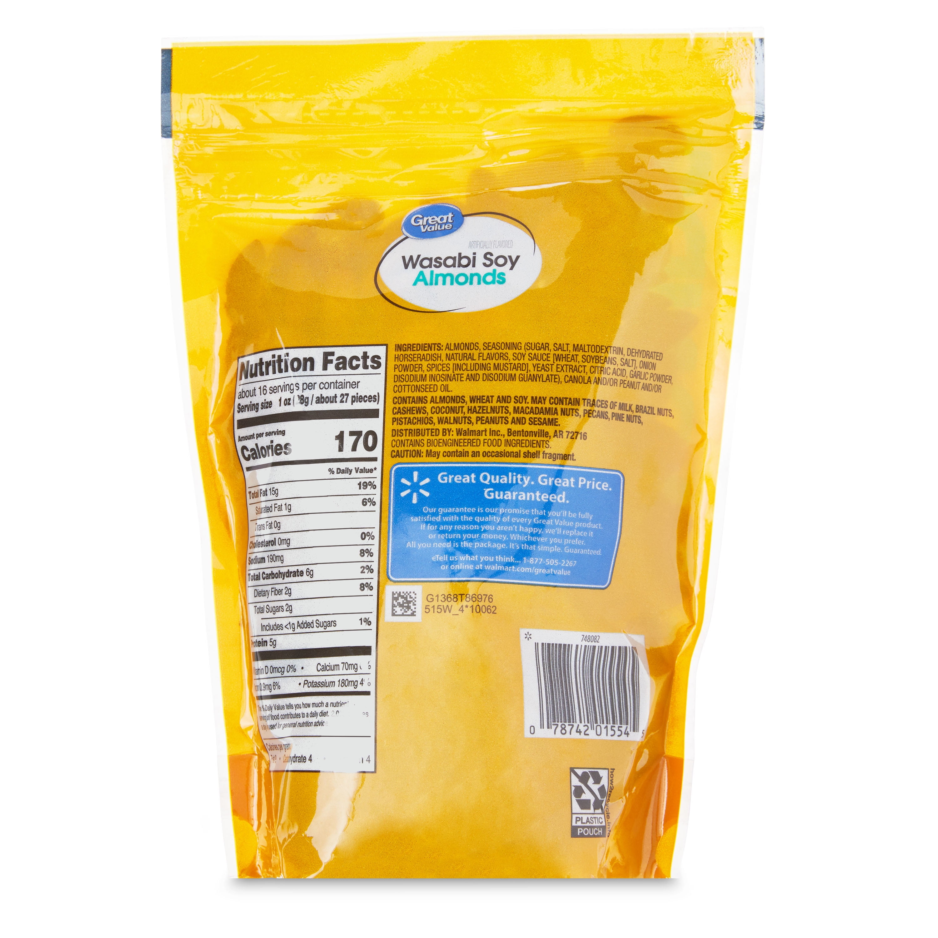 Great Value Wasabi Soy Almonds, 16 oz