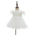 thumbnail image 4 of Robe Blanche de Baptême pour Bébé Fille à Manches Courtes, 4 of 6