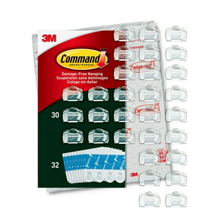 

Command Outdoor Light Clips Clear Damage Free Decorating 30 Clips and 32 Command Strips