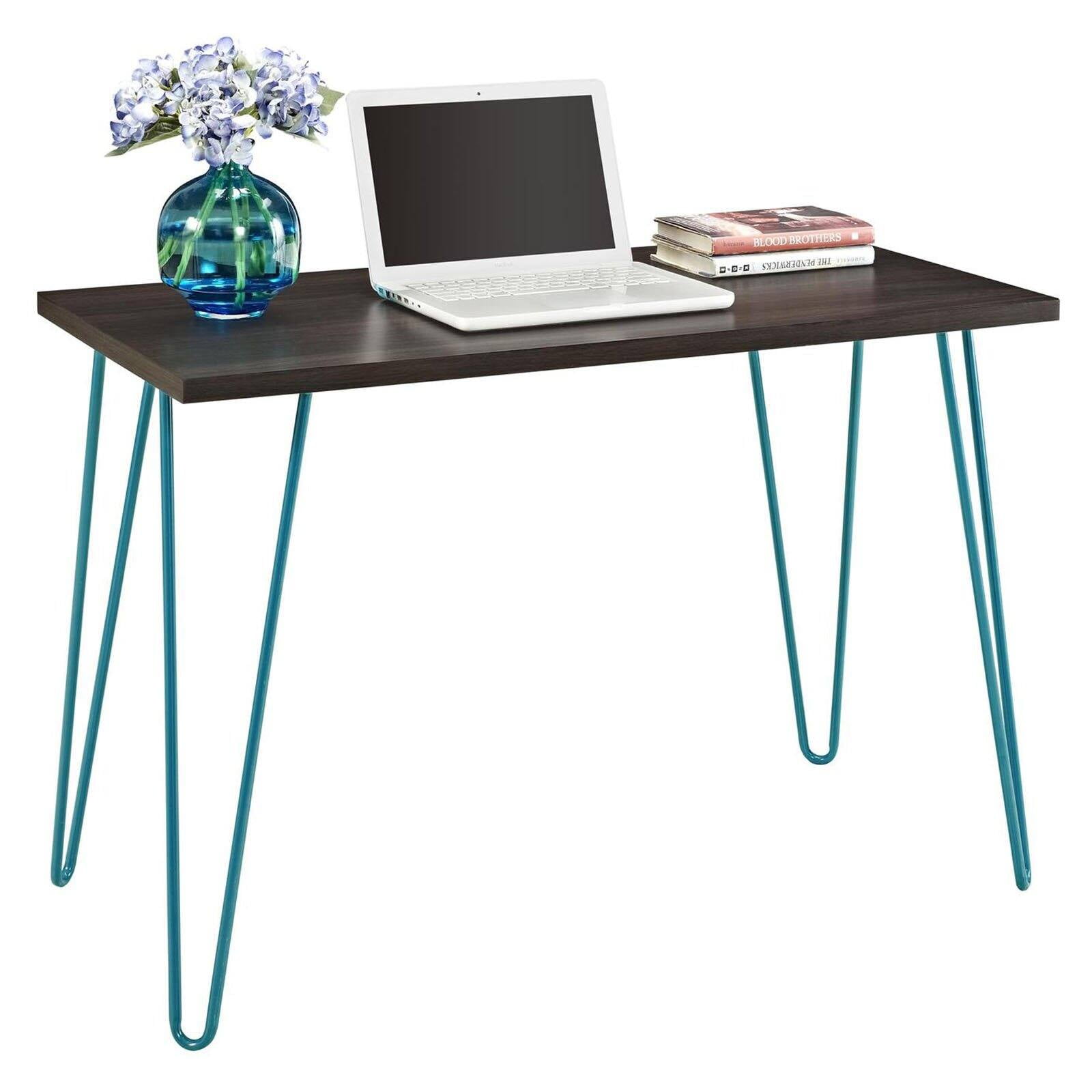 Owen Retro Computer Desk, Espresso/Teal