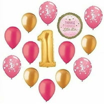 Twinkle Little Star 1st #1 Birthday Rose Pink Gold Girl 14 Mylar Latex Balloons
