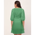 thumbnail image 4 of Moomaya Solid Color Shift Dress, V-Neck Balloon Sleeve Casual Evening Dress, 4 of 8