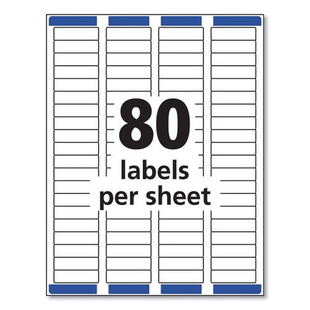 Easy Peel White Address Labels W/ Sure Feed Technology, Inkjet Printers, 0.5 X 1.75, White, 80/sheet, 25 Sheets/pack | Bundle of 5 Packs