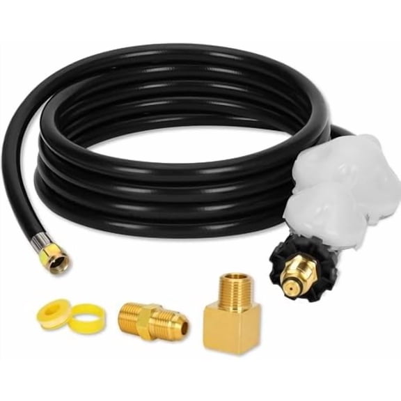 12 FT F273684 Propane Hose with Regulator Compatible with mr Heater F273684 Big Buddy Heaters, Two Stage Propane Regulator with Hose for RV, Gill, Gas Stove,3/8in Female x 3/8in Male Street Elbow