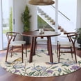 thumbnail image 3 of Spring Flowers Round Area Rug 5Ft Washable Circle Rugs for Living Room Bedroom, Vintage Floral Leaves Birds Farmhouse Plaid Non-Slip Carpet Floor Mats Indoor Outdoor Carpet Runner Home Decor, 3 of 8