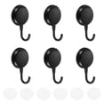 thumbnail image 1 of Ganchos adhesivos Uxcell, paquete de 6 ganchos adhesivos para pared, ganchos redondos para toallas, negros, 1 of 7