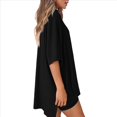 thumbnail image 2 of Conjunto de Dos Piezas para Mujer, Verano 2025, Informal, de Talla Grande, con Pantalones Cortos de Motociclista, Negro, Talla XL, 2 of 8