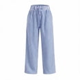 thumbnail image 4 of GUACER Women's Striped High-Waisted Wide Leg Pants with Drawstring - Casual Loose Fit Trousers for Summer & Lounge, 4 of 6