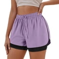 thumbnail image 2 of Conairie Sweat Shorts for Women Loose Quick Dry Elastic High Waisted Running Shorts with Built-In Liner Comfortable Summer Beach Vacation Clothes with Pockets Purple XXL, 2 of 6