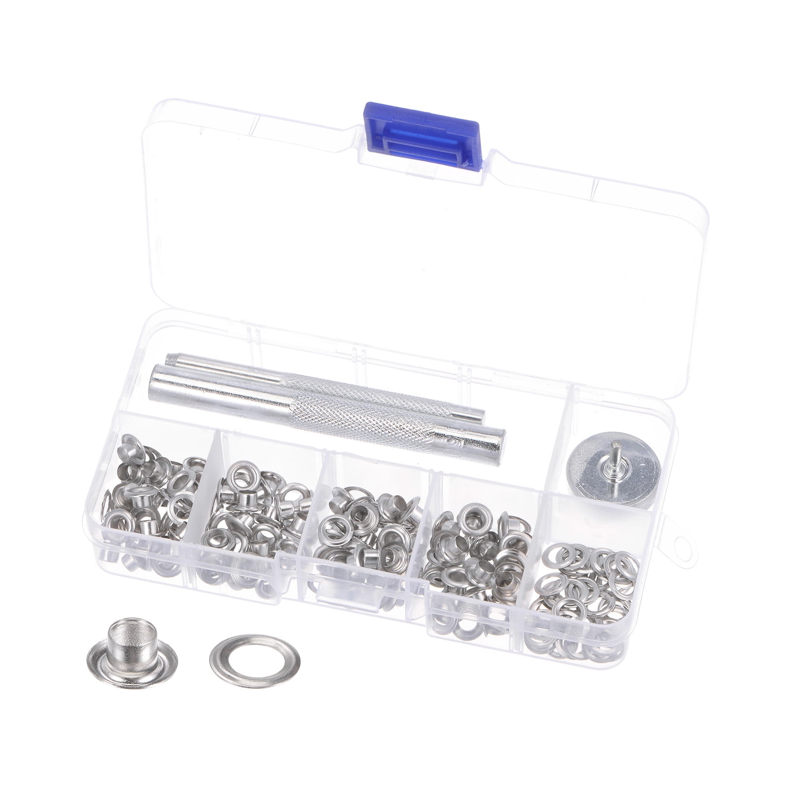 Grommet Kit 4mmx8mm Copper Grommets Eyelets with 3 Tools, Silver Tone