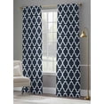 thumbnail image 5 of Navy Blue Morocco Semi Sheer Curtains 108 Inch Length 2 Panels Set, Modern Farmhouse Minimalist Plaid Sheer Kitchen Curtain Privacy Voile Window Curtain for Living Room Bedroom Rod Pocket Drapes, 5 of 7