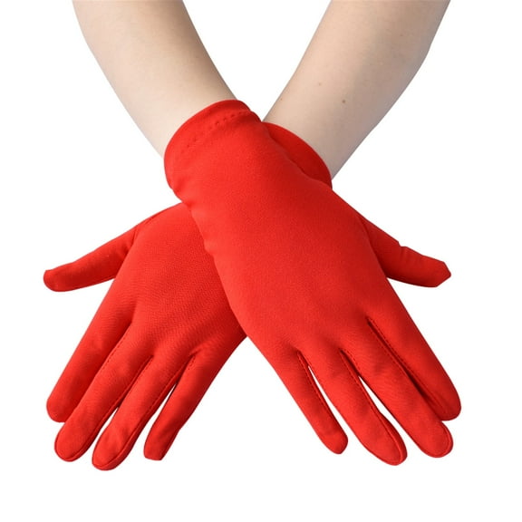 Gloves for Women Red Fashion Solid Color Short Stretch Ceremonial Dance