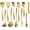 11Pcs-Gold, variant on 304 Stainlss Steel Matte Kitchen Utensils Set, 11 Pcs Long Metal Cooking Utensil Gadgets Tools Set with Spatula, Ladle, Spoon, Skimmer, Turner, Pasta Server, Tongs