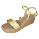 thumbnail image 1 of Bmisegm Ladies Summer Casual Shiny Leather Solid Colour Slope Heel Buckle Beach Large Size Sandals Sandals Women Summer Gold 9, 1 of 9