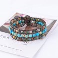 thumbnail image 3 of GHSDFBB Boho Handmade Natural Stone Bead 3 Row Wide Wrap Wrist Statment Bracelet Jewelry Collection, 3 of 6