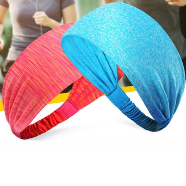Diadema antideslizante para mujeres, hombres, niñas y niños, banda ancha que absorbe la humedad y elástica para deportes, para entrenamiento, yoga, correr, fitness, bicicleta, 2 unidades