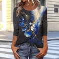 thumbnail image 3 of Craaazy Women's Boho Print Loose Casual Round Neck 3/4 Sleeve T-Shirt Gifts, 3 of 7